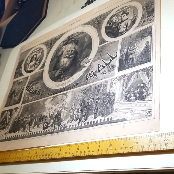 C1865 HARPERS WEEKLY civil war CENTERFOLD ENGRAVING Christmas THOMAS NAST SANTA - Picture 8 of 9